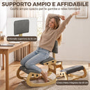 Sedia Ergonomica Inginocchiata 54x98x86 cm in Tessuto Effetto Lino e Legno Grigio      