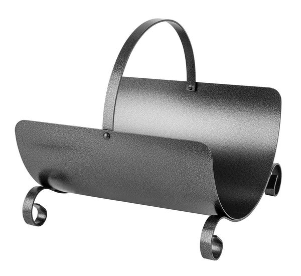 Porta Legna Design Classico con Manico Pieghevole 38x36x36 cm in Ferro Verniciato Grigio Martellato online