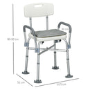 Sedia Doccia ad Altezza Regolabile con Braccioli e Cuscino Rimovibile  53,5x52x80-90 cm  Bianca