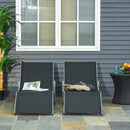 Set 2 Sdraio da Giardino 61x165x63 cm Pieghevoli in Alluminio e Textilene Nero      
