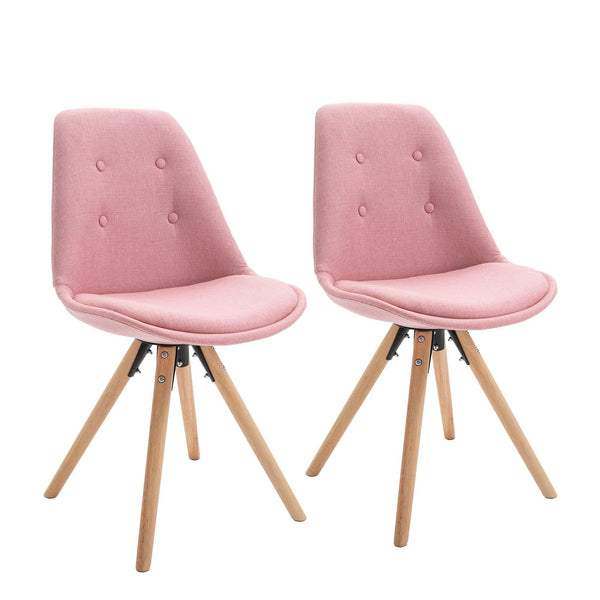 prezzo Lot de 2 Chaises Rembourrées 48x56x87 cm en Tissu Rose