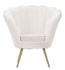 Poltrona Vienna Crema 85x76x88 cm Spugna e Tessuto e Metallo Bianco e Oro