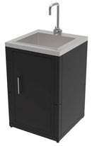 Mobile Cucina Lavello da Esterno 60,7x60,7x94 cm Vasca Ampia con Rubinetto e Tagliere in Acciaio Inox Nero      