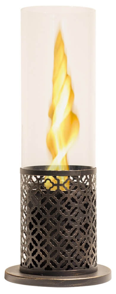 Cheminée de Table au Bioéthanol Ø20x49,5 cm en Acier et Verre Noir sconto