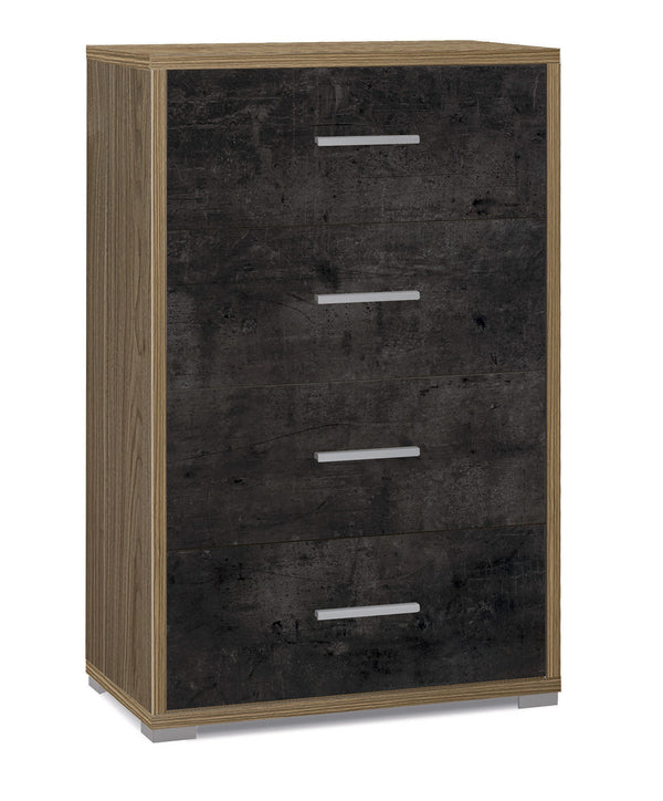 Commode 4 tiroirs 71x110x41 cm Noyer Stelvio/Oxyde Noir sconto