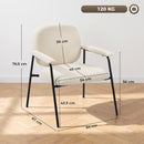 Set 2 Poltrone da Salotto 64x67x76,5 cm in Ciniglia con Schienale Sagomato e Struttura in Metallo Crema      
