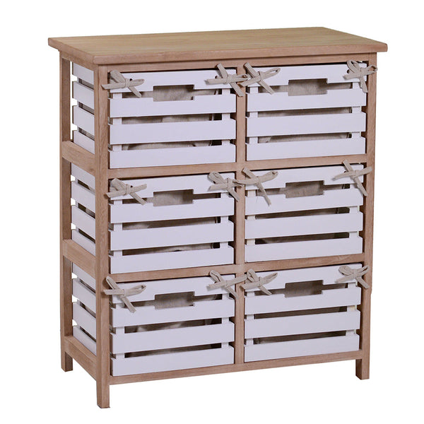 online Commode 6 tiroirs en bois 58x30x66cm Arianna Naturel et Blanc