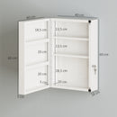 Armadietto Porta Medicinali da Parete 40x18x60 cm con 2 Chiavi e 6 Scomparti in Acciaio Laminato Bianco      