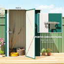 Capanno Porta Attrezzi 142x86x189 cm con Tetto Inclinato e Porta Bloccabile in Metallo Verde      