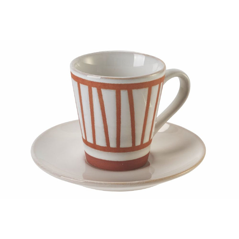 Set 4 Tazzine da Caffè con Piattino Ø6,5x6 cm in Gres VdE Tivoli 1996 Geometry