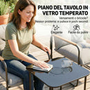 Set 3 Pezzi Bistrò da Esterno 2 Poltrone e Tavolino Metallo con Cuscini in Texteline Grigio Scuro      