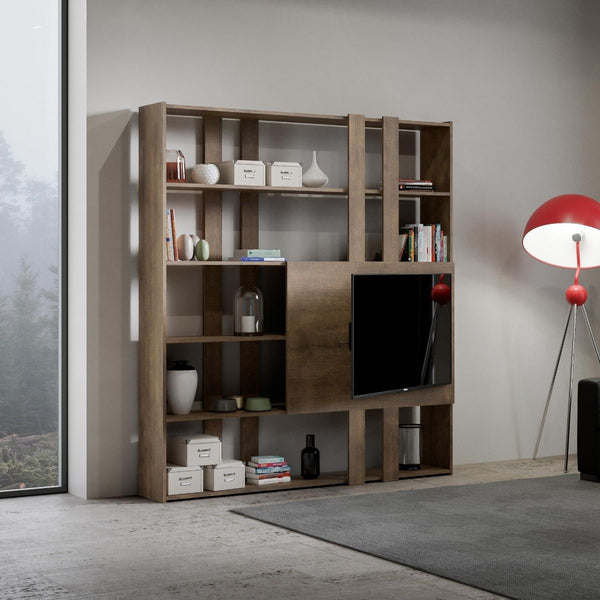 online Libreria Moderna 5 Ripiani con Pannello per TV 178x36x204 cm in nobilitato Marrone
