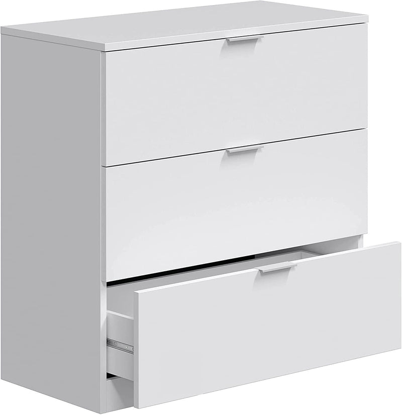 Cassettiera 3 Cassetti 80x38x77 cm in Legno Bianca