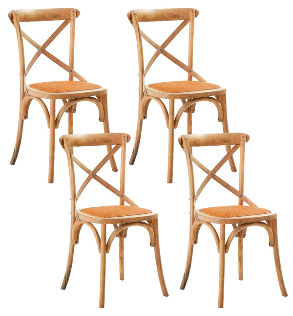 prezzo Set 4 Sedie Seduta in paglia 80x50x52 cm in Legno di Faggio Pompei Wood Natural