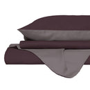 Copripiumino Piazza E Mezza con Sacco e Federe in Tinta Unita Double Face Linea Zoe Vinaceo e Rosa Antico 