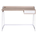 Scrivania da Ufficio con Cassetto in Legno e Acciaio Bianco e Rovere 120x60x80 cm 