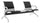 Banc de salle d'attente 2 places pour bureau avec coussin et table basse en acier et simili cuir argent/noir