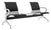 Banc de salle d'attente 2 places pour bureau avec coussin et table basse en acier et simili cuir argent/noir