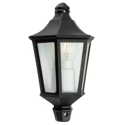 Lampada Applique Mezza Lanterna Esagonale Piccola Colore Nero per Esterno Linea Wall Sovil
