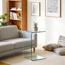 Tavolino Moderno da Salotto con Design Monoblocco 80x45x35 cm in Vetro Temperato Trasparente      