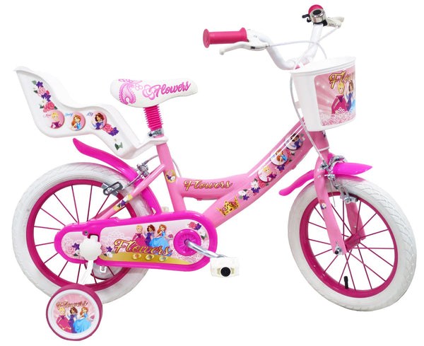online Vélo Fille 14" 2 Freins Flower Blanc/Rose