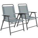 Set di 2 Sedie Pieghevoli da Giardino 65x60x94 cm con Braccioli e Seduta in Rete Grigio      