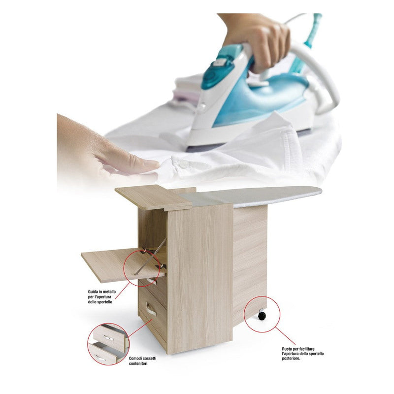 Mobile con Asse da stiro Integrato bianco frassinato