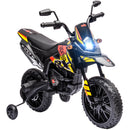 Moto Elettrica per Bambini da 37-96 Mesi con 12V Doppi Motori e Rotelle Rimovibili Capacità 30kg Giallo      