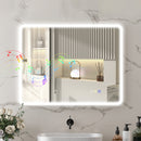 Specchio da Bagno 70x90 cm LED Bluetooth con Interruttore Touch Luce 3 Colori Anti-appannamento Argento      