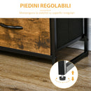 Cassettiera 4 Cassetti in Tessuto Pieghevole e 2 Ripiani 84x30x71,5 cm in Stile Industriale Marrone