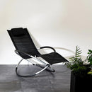 Sdraio da Giardino Ellittica 174x78x86 cm Telo in Textilene nero