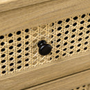 Cassettiera con 4 Cassetti in Stile Boho 80x35x95 cm Inserti in Rattan color Legno   