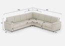 Divano Angolare 7 Posti 286x286x85 cm Marrak in Tessuto Latte