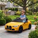 Macchina Elettrica per Bambini 108x69,5x51 cm Licenza BMW M4 con Telecomando Clacson e Fari Giallo      