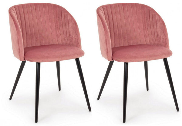 prezzo Lot de 2 chaises 53x57x81,5h cm Queen Velvet Blush