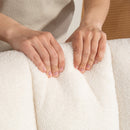 Poltrona a Dondolo 90°-130° 64,5x82x89 cm con Cuscino Lombare in Tessuto Sherpa Bianco  