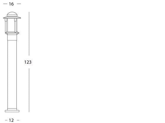 Lampada Palo per Giardino Alto Colore Nero per Esterno Linea Fiammifero Sovil