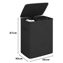 Cesto Portabiancheria Sporca con Divisorio 56x40x67 cm Porta Biancheria Doppia Cesta in PP Nero      