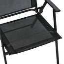 Set Tavolo con Top in Vetro 6 Sedie Pieghevoli e Ombrellone a Manovella da Giardino in Metallo e Rete Grigio e Nero