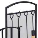 Portalegna per Camino con 4 Attrezzi 39x39x68 cm in Metallo Nero