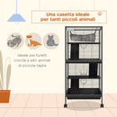 Gabbia per Porcellini d'India e Cincillà a 3 Piani 52x52x113,5 cm Vassoio Rimovibile in Acciaio Grigio      