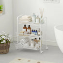 Carrello da Cucina a 3 Livelli 41,5x26,5x63 cm con Cesti Removibili e 4 Ruote in Acciaio e Plastica PP Bianco      