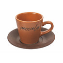 Set 6 Tazzine da Caffè con Piattino e Stand Ø6x6 cm in Gres VdE Tivoli 1996 Shades of chocolat