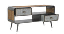 Porta Tv Illinois 120,5x40x61 cm in Ferro e Legno di Abete Grigio e Grigio e Naturale