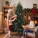Albero di Natale Artificiale Folto Realistico Ø110x180 cm con 732 Rami in PE e Base Pieghevole in Legno Verde      