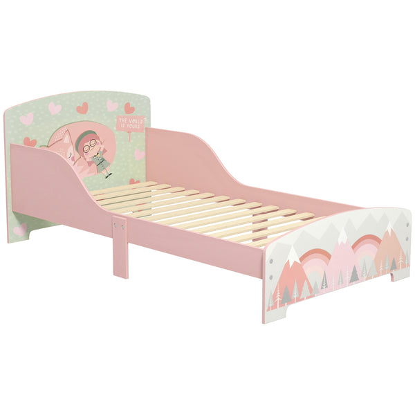 prezzo Struttura Letto Singolo per Bambini 140x70 cm con Bordi Rialzati e Doghe in MDF Rosa