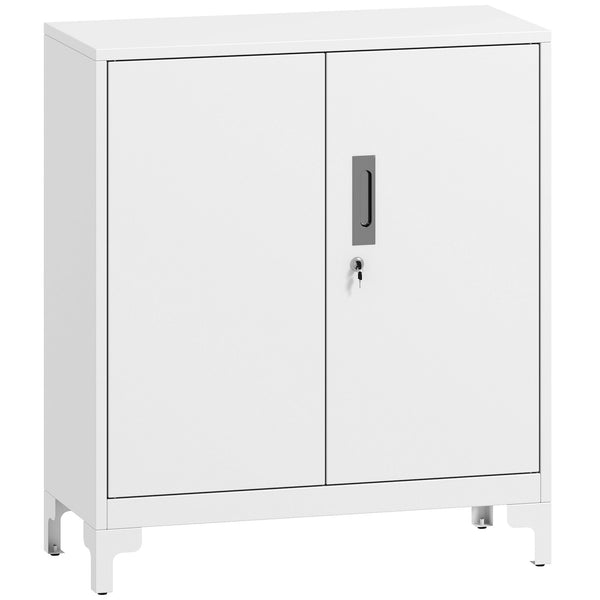 acquista Armadietto Portadocumenti 80x35x91 cm con 2 Ante e Chiavi in Metallo Bianco