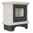 Stufa a Legna 75x74,8x37,7cm Flig Wilmington Bianca con Piastrelle Bianche