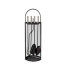 Set Camino 4 Pezzi 68x22 cm Scopino Paletta Attizzatoio e Pinza con Supporto Crash Black