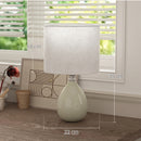 Lampada da Tavolo 22x22x35 cm con Paralume in Tessuto Effetto Lino E27 e Interruttore a Bilanciere in Ceramica Crema      